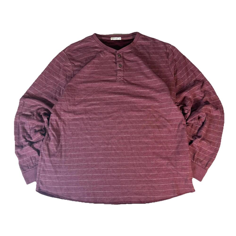 Marine‎ Layer Striped Long Sleeve 2 Button Henley Shirt Red Men’s L/XL
